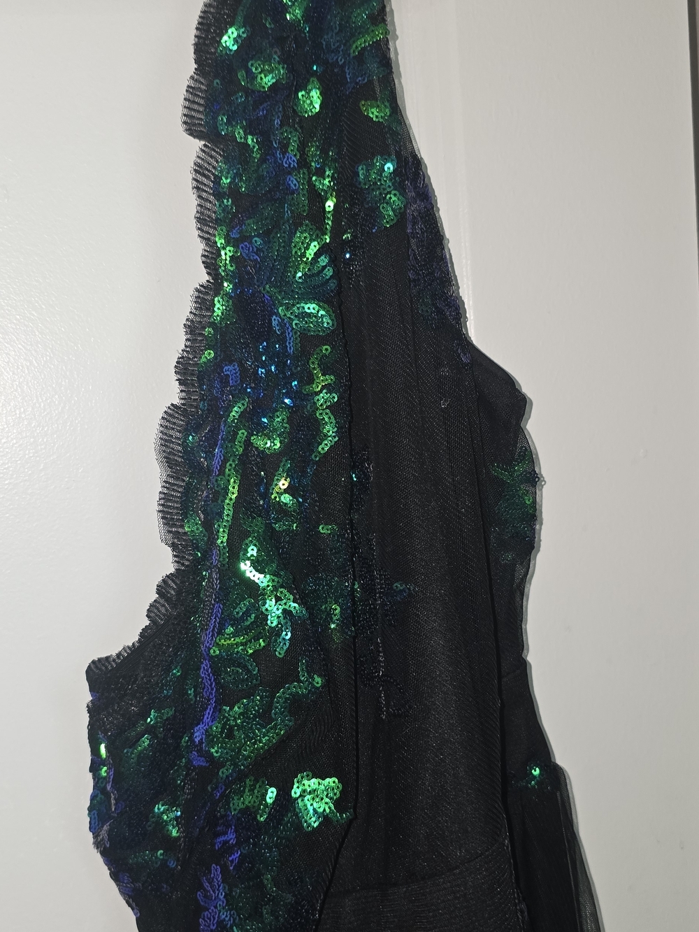SHEIN One-Shoulder Sequin Black Dress with Green and Blue Accents - Picture 3 of 5